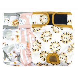 3pc Langsprit Washable Female Dog‎ Diaper Sz Small Rabbit Owl Lion Girl Heat